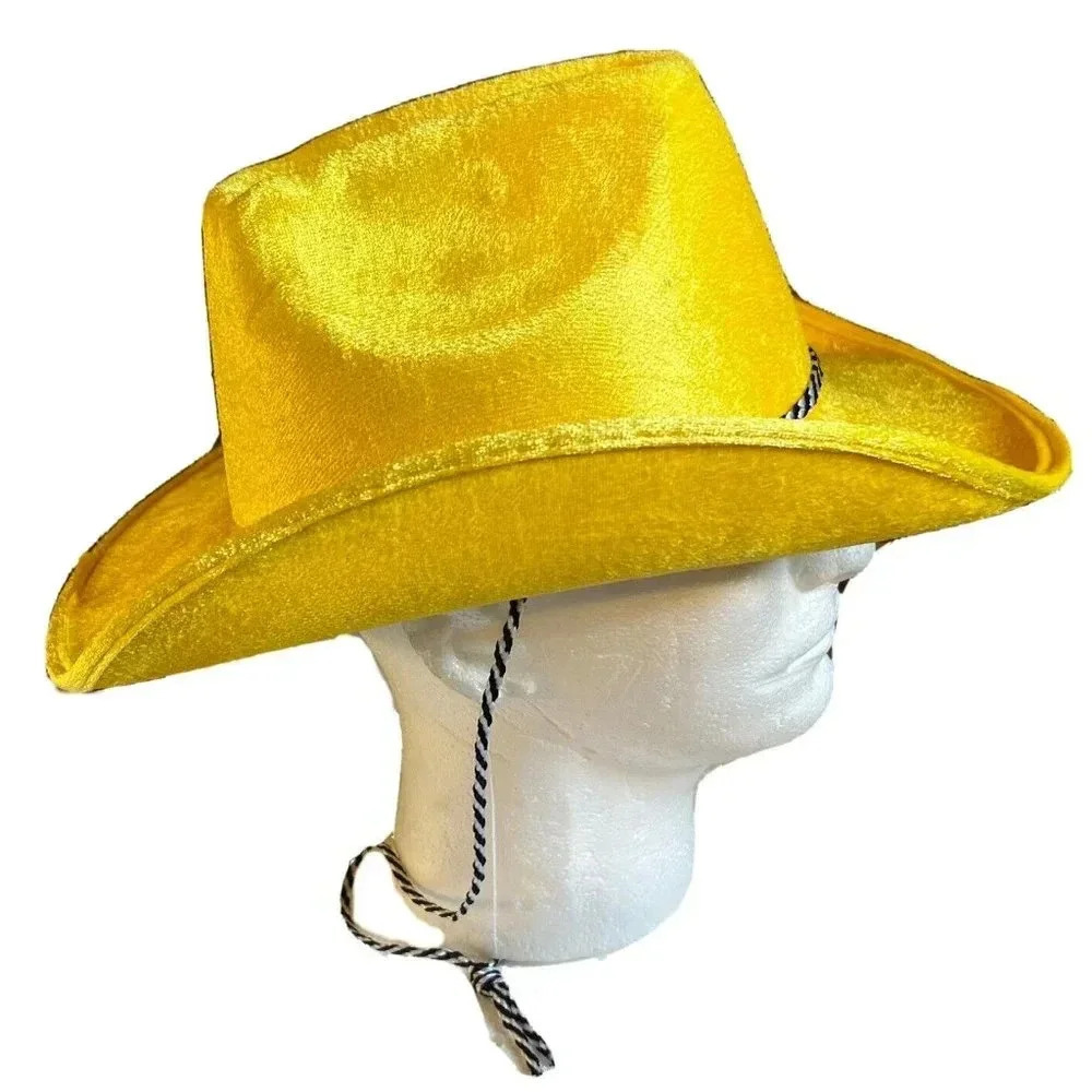 NEW Yellowstone Rancher Cowboy Hat Costume Yellow / Gold Velour- Adult OS - Picture 3 of 5